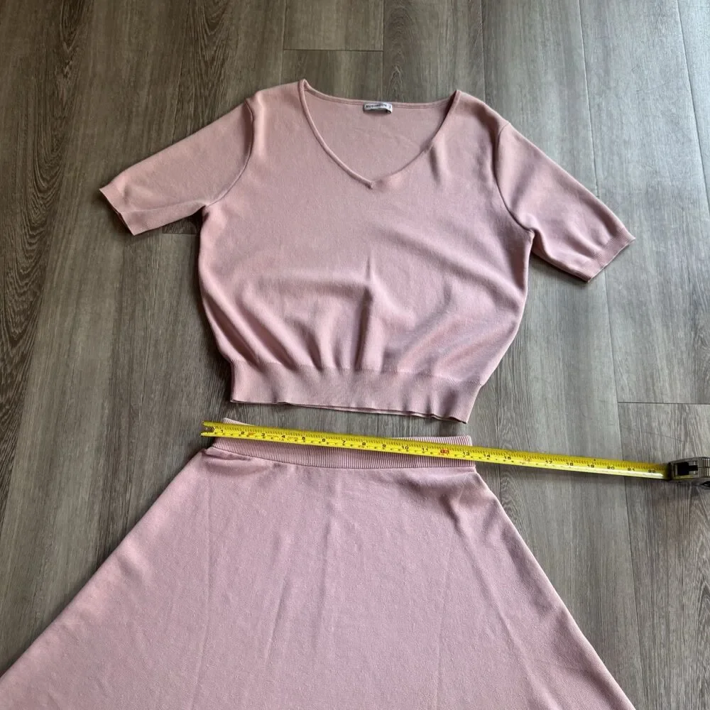 2 Set Stretch Tracksuit Tennis Skirt And Crop Top Pink Size S Y2K Mushroom - Picture 2 of 8